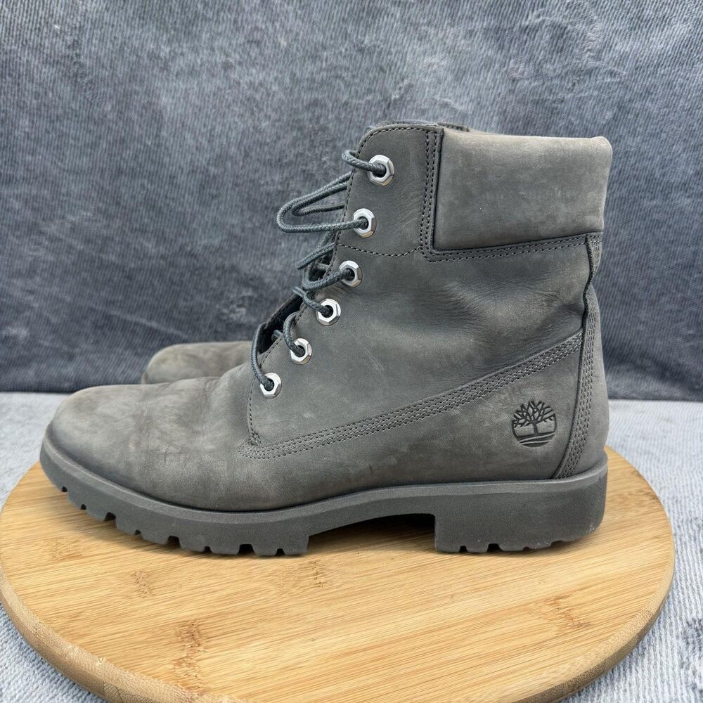 Timberland Boots Womens Size 9.5 Gray Nubuck Lace Up Ankle Combat Work A1X47